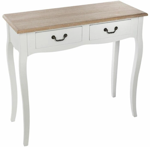 Konsola Chrysa biała z szufladami do przedpokoju prowansalska drewniana 87 cm Atmosphera