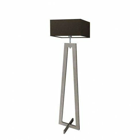 Lampa podłogowa JAWA abażur brązowy stelaż popielaty