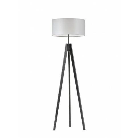 Lampa podłogowa drewniana z abażurem HAITI jasny szary do salonu i sypialni glamour