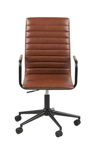 Fotel biurowy ergonomiczny obrotowy Winslow brązowy skórzany z podłokietnikami do biura