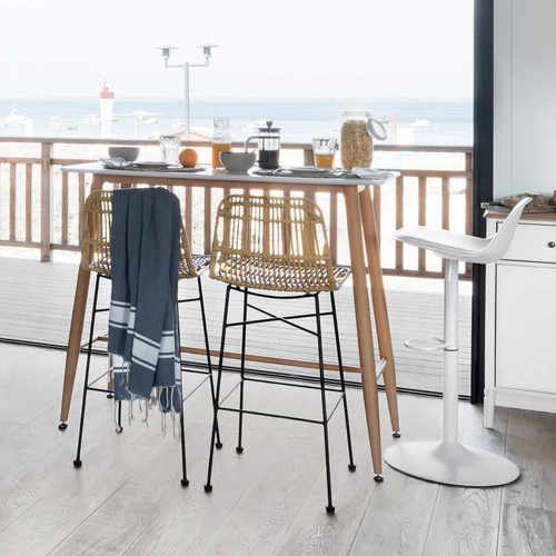 Stół barowy do kuchni Atmosphera Roka biały prostokątny metalowy blat nowoczesny 120 cm