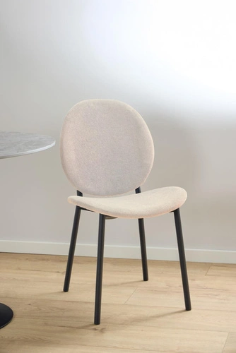 Krzesło Cliff beżowe do jadalni tapicerowane nowoczesne na czarnych nogach