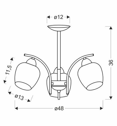 Lampa wisząca MERRA lampa wiszaca czarny 3x40W E27 klosz bursztynowy