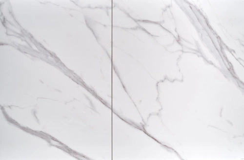 Stół rozkładany do jadalni Demin biały marmur nowoczesny na jednej nodze 160–220 cm Intesi