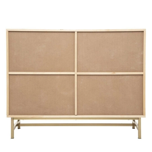 Komoda Rayo boho z rattanowymi frontami na złotych nogach 100 cm do salonu Atmosphera