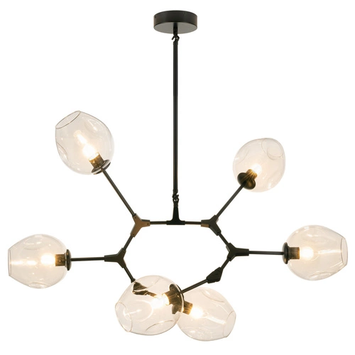 Lampa wisząca MODERN ORCHID 6-punktowa szklana bursztynowa do salonu 130 cm