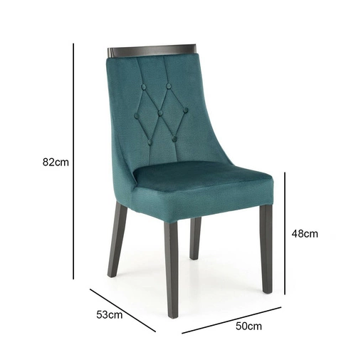 Krzesło do jadalni Andre zielone tapicerowane welur na drewnianych nogach Intesi