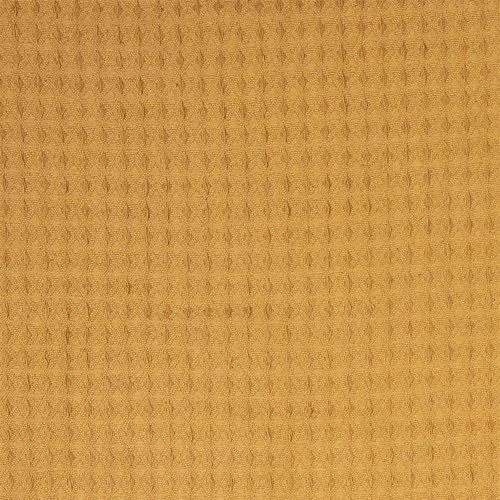 Koc bawełniany Waffle żółty miękki pled na kanapę i fotel do salonu Intesi