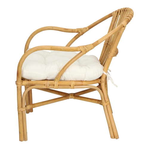 Fotel rattanowy Neta boho do salonu z podłokietnikami i poduszką Atmosphera naturalny