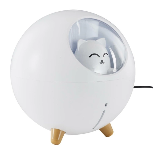 Dyfuzor zapachowy LED Intesi Kot biały nowoczesny do domu USB dekoracyjny 11 cm