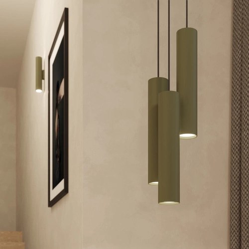 Lampa wisząca loftowa Lagos 3-punktowa zielona oliwka do salonu z regulacją wysokości