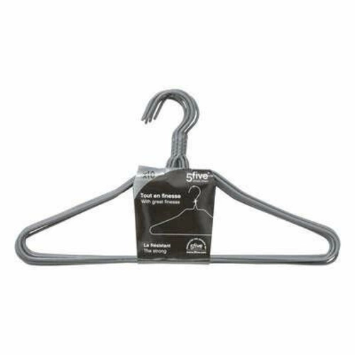 5five simply smart zestaw 10 metalowych wieszaków na ubrania do szafy szary nowoczesny