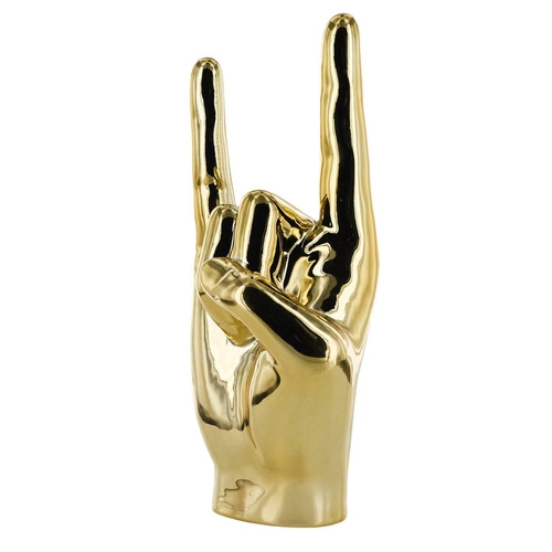Figurka dekoracyjna Dłoń Rock and Roll Intesi złota ceramiczna do salonu lub na prezent