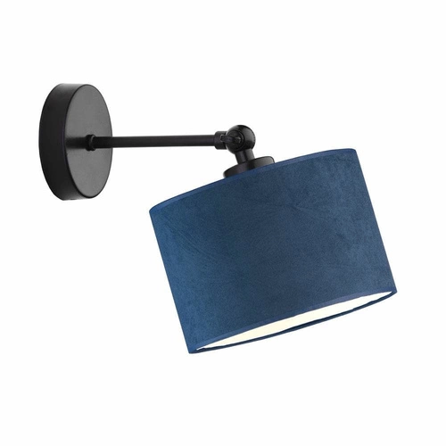 Kinkiet ścienny TETE glamour czarny z morskim welurowym abażurem regulowany do sypialni LYSNE