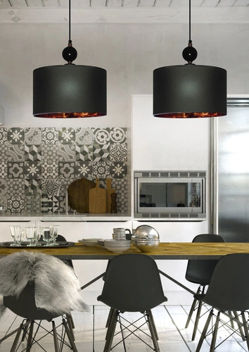 Lampa wisząca Melba czarna nowoczesna metalowa do salonu i kuchni z miedzianym wnętrzem