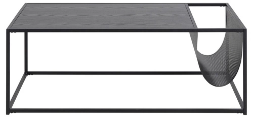 Stolik kawowy Seaford prostokątny czarny z gazetnikiem loftowy do salonu Actona 110x60 cm