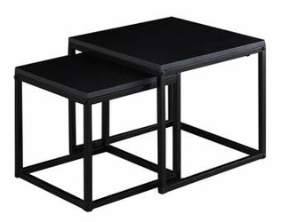 Zestaw 2 nowoczesnych stolików kawowych Davina czarny loftowy kwadratowy do salonu 50x50
