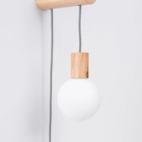 Kinkiet ścienny NIMBI G9 drewniany z regulacją wysokości i włącznikiem do sypialni Sollux