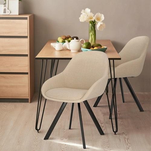 Zestaw 2 krzeseł Nels beżowe czarne nogi