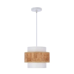 Lampa wisząca Cork biały 1x40W E27  abażur biały+beżowy