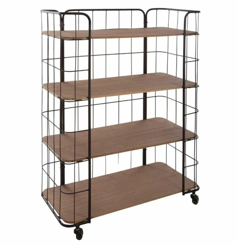 Regał metalowy Jordi na kółkach industrialny do salonu i kuchni czarny Atmosphera 70 cm