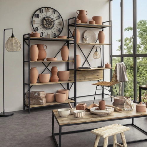 Lampka nocna do sypialni Delia Atmosphera czarna rustykalna z papierowym abażurem 47,5 cm