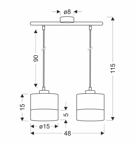 Lampa wisząca Porto biały 2x60W E27 abażur biały+orzechowy