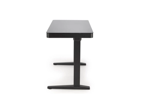 Biurko nowoczesne z regulacją wysokości Alembe Intesi czarne szklane do pracy z portem USB