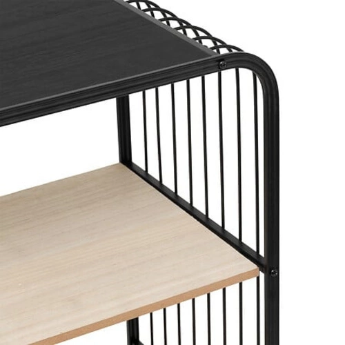 Regał na książki industrialny na kółkach Glamm 4-poziomowy czarny naturalny 5five simply smart