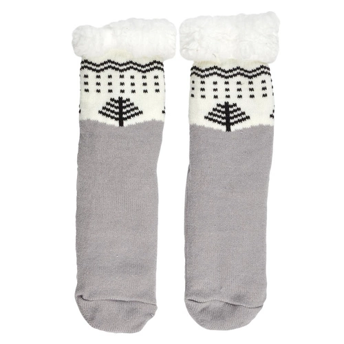 Skarpetki antypoślizgowe zimowe Intesi sherpa szare 39-42 ciepłe do domu salonu