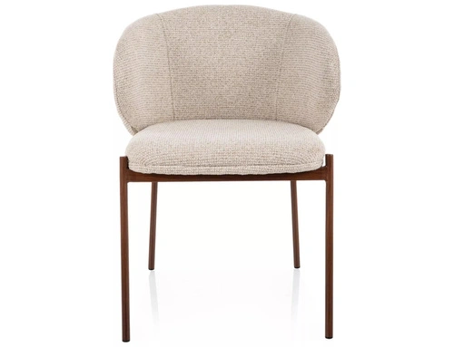 Krzesło tapicerowane Elsme beżowe z podłokietnikami do jadalni Intesi