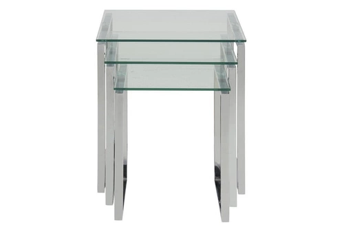 Zestaw szklanych stolików kawowych Katrine kwadratowy chrom nowoczesny do salonu Actona