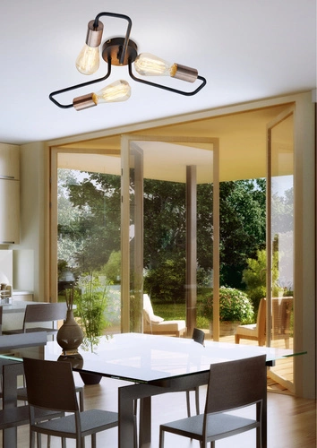 Lampa wisząca Herpe czarna 3-punktowa industrialna lampa sufitowa do salonu lub kuchni