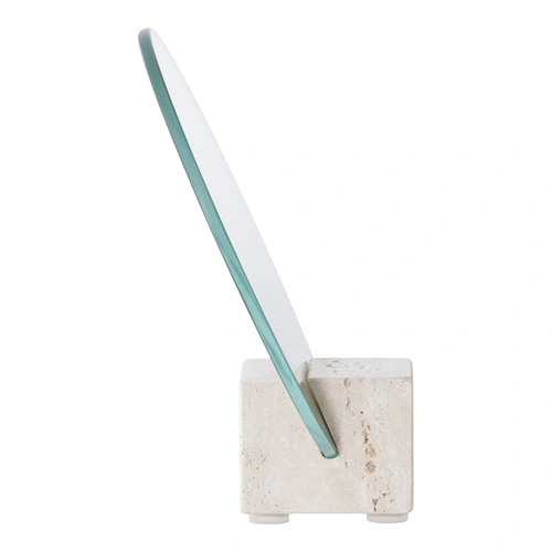 House Nordic okrągłe lustro stojące na trawertynowej podstawie 18 cm