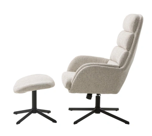 Fotel wypoczynkowy Sifton z podnóżkiem biały nowoczesny do salonu