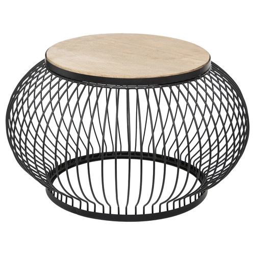 Zestaw 2 okrągłych stolików kawowych Esther do salonu loft drewniany mango czarny Atmosphera