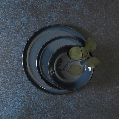 Zestaw obiadowy Temp nowoczesny niebieski komplet talerzy na 4 osoby do jadalni