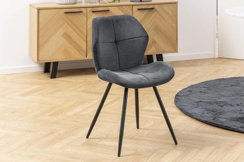 Krzesło Petri tapicerowane nowoczesne do jadalni i salonu antracytowe na czarnych nogach