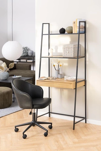Regał metalowy z szufladą i blatem Seaford do salonu i biura w stylu loftowym 77 cm