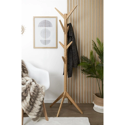 Intesi Tree nowoczesny drewniany wieszak stojący do przedpokoju naturalny 177 cm