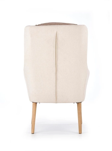 Fotel wypoczynkowy Haga do salonu tapicerowany retro beżowy z podłokietnikami Intesi