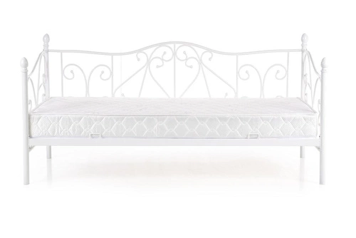 Łóżko metalowe białe Sumit 90x200 nowoczesne do sypialni na wysokich nogach