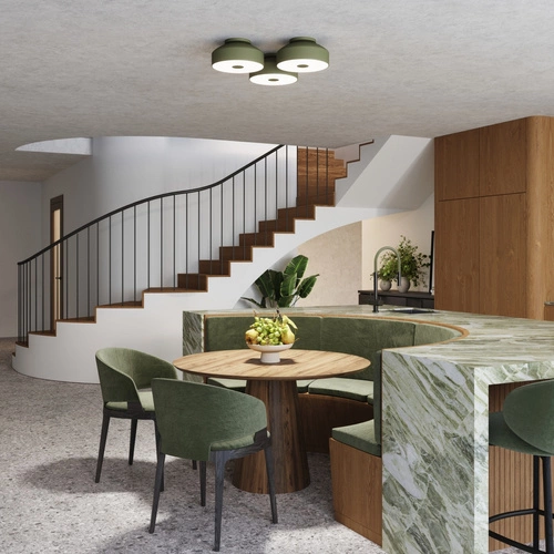 Plafon sufitowy OMIQ okrągły zielony oliwkowy nowoczesny do salonu i sypialni 30 cm SOLLUX