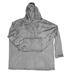 Intesi Snuddie szara bluzo koc pluszowy ciepły z kapturem do salonu i sypialni