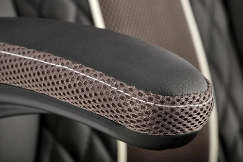 Fotel biurowy ergonomiczny Lamet szary obrotowy z regulacją podłokietników i zagłówkiem do biura