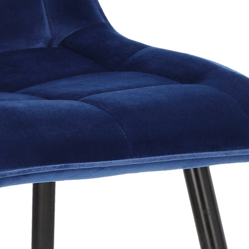 Krzesło do jadalni Plaid Intesi tapicerowane welurowe granatowe nowoczesne czarne nogi
