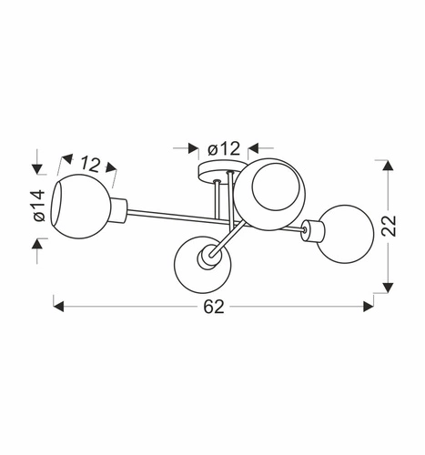 Lampa sufitowa Amanda nowoczesna czarno-złota 4-punktowa do salonu i sypialni