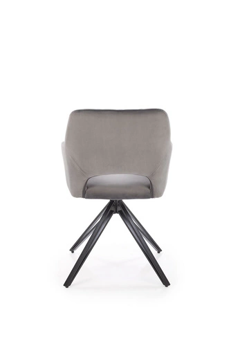 Krzesło obrotowe Cretas Velvet Intesi szare tapicerowane do jadalni i salonu z podłokietnikami