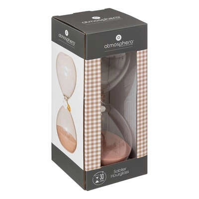 Klepsydra Flo szklana 20cm z różowym piaskiem