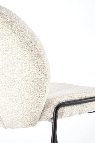 Krzesło tapicerowane Salome kremowe do jadalni nowoczesne skandynawskie z czarnymi nogami Intesi